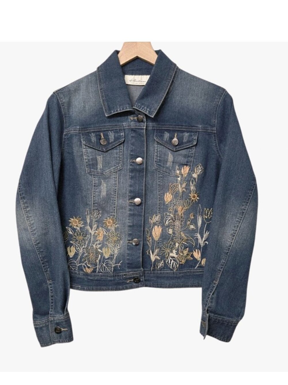 La Bellum Hillary Scott Size Medium Embroidered Rhinestone Denim Jacket Western